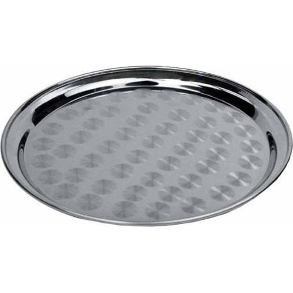 Winco 14 in Round Stainless Steel Serving Tray STRS-14